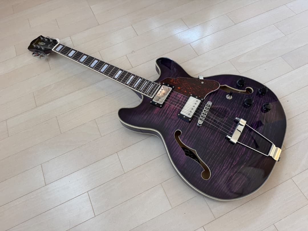 grote 335タイプ セミアコ ギター　パープル