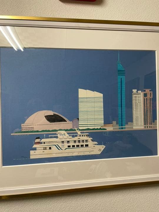 真作保証　柳原良平　オリジナル切り絵　シーサイドももち