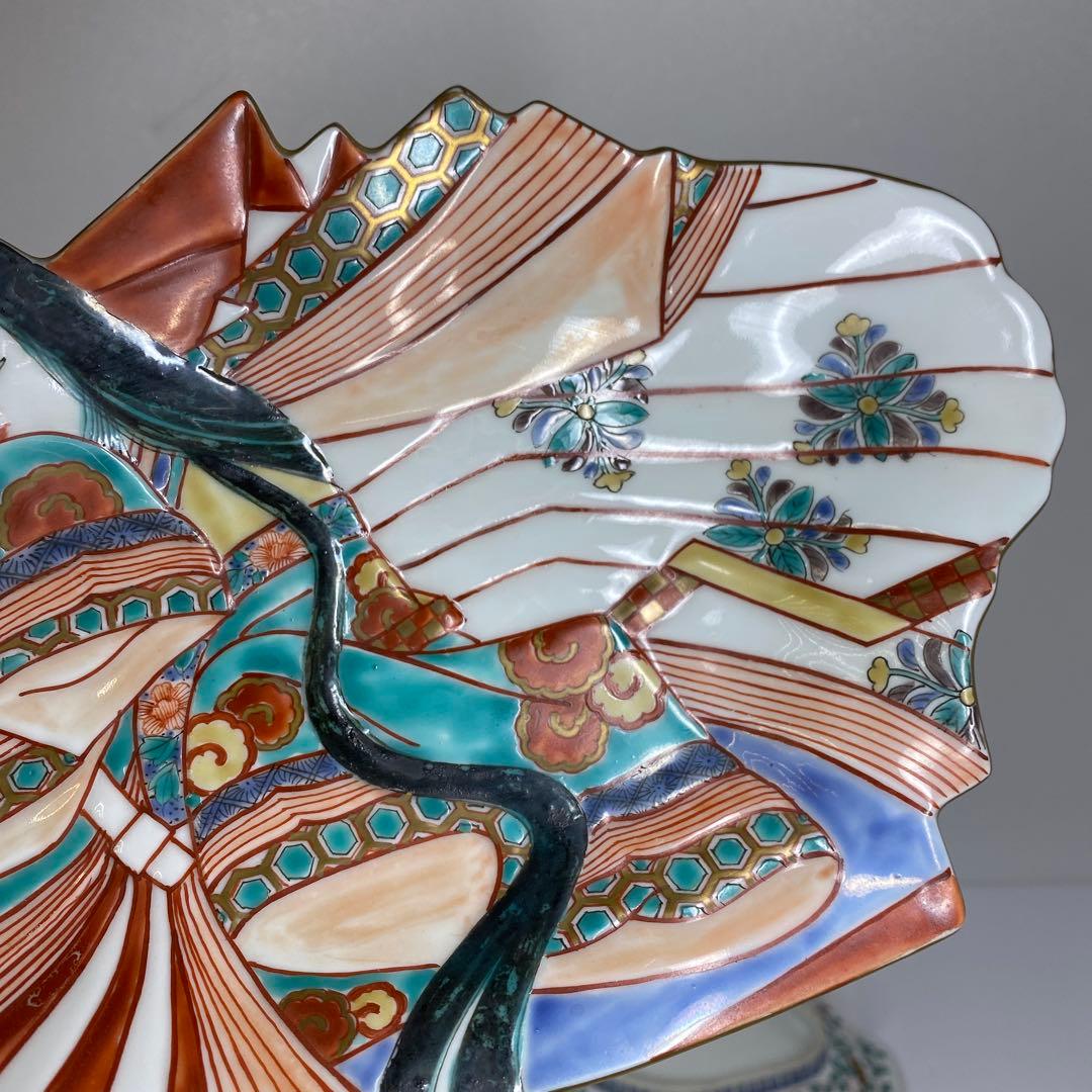 専用古伊万里　上手錦手姫皿五仕立箱付　約23.5㎝　東Y7-0214☆2Fトコカ