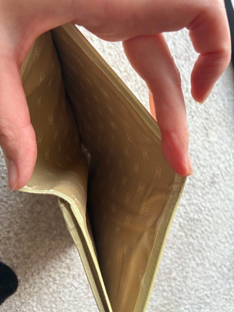 CHANEL シャネル 長財布 二つ折り ココボタン フラップ ベージュ レザー