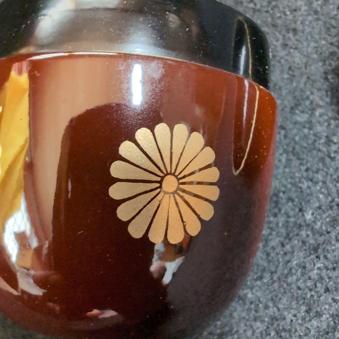 赤色花模様木製棗