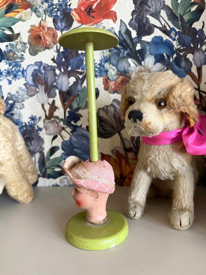 ドールヘッド付きハットスタンド　アンティーク