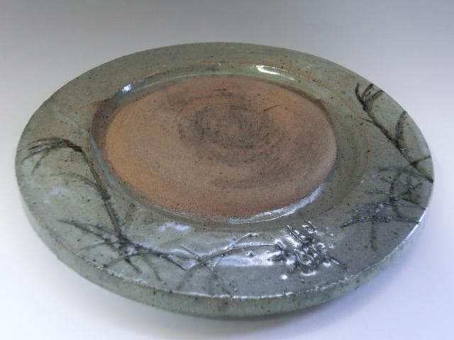 硯■桂川硯 唐草文丸陶硯 陶器硯 書道道具 骨董品 古美術■