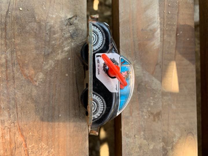 まだまだ、ゼンマイok ブリキのパトカー　アンティークミニカー