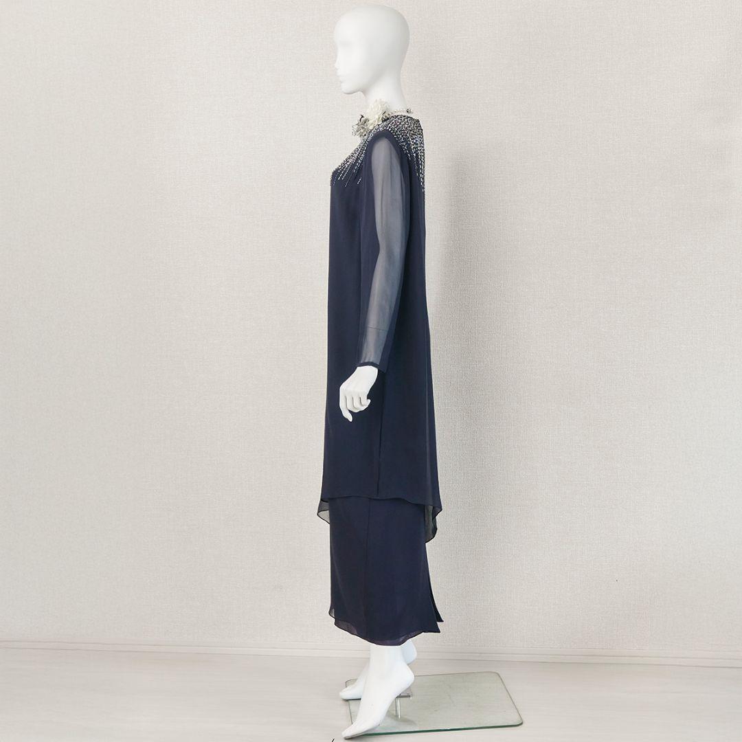◎当日発送可能【美品】ハナエモリ　11号相当　ネイビー　セレモニードレス　ロング