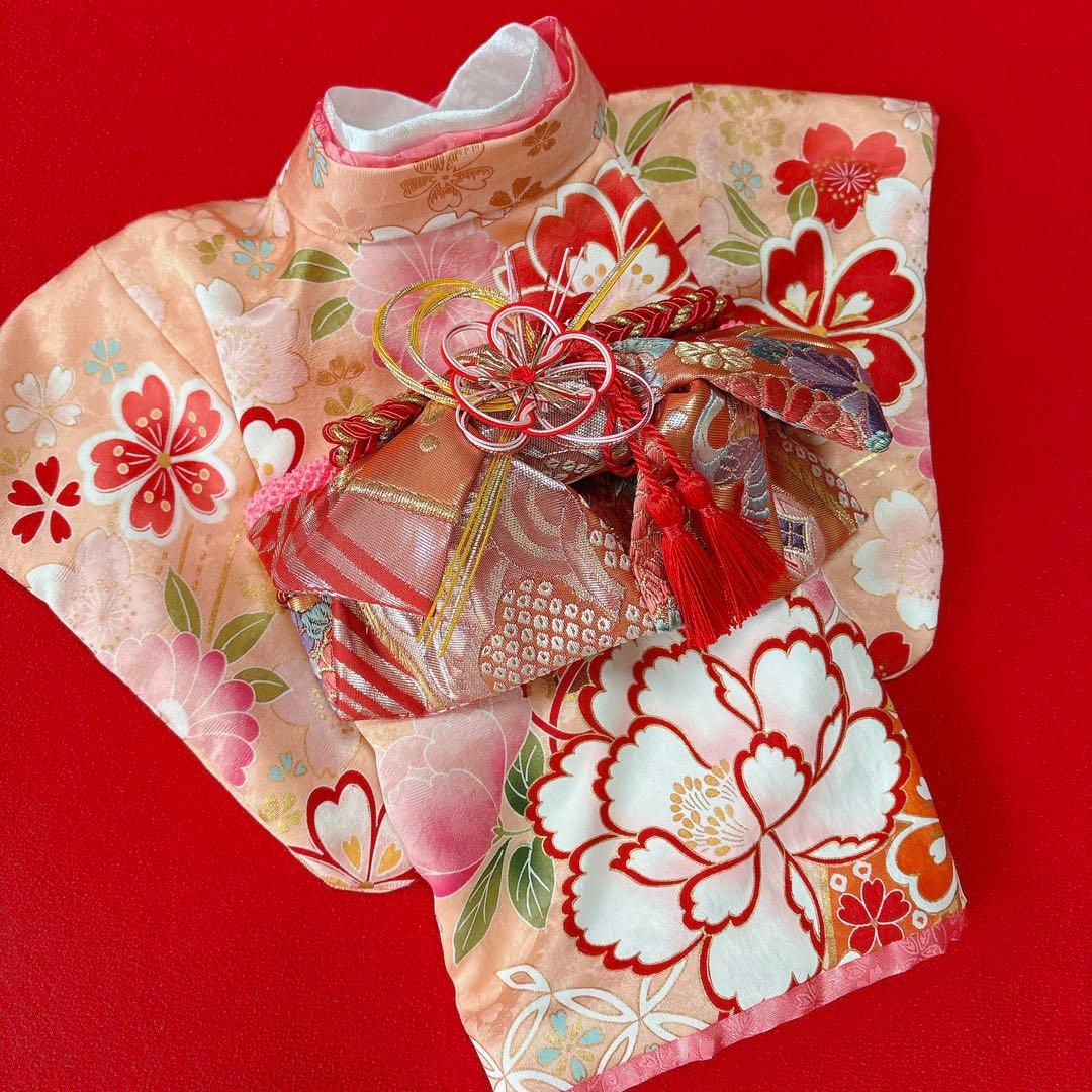 即納✨犬の着物✨犬用本格振袖着物 正絹 サーモンピンク SMサイズ