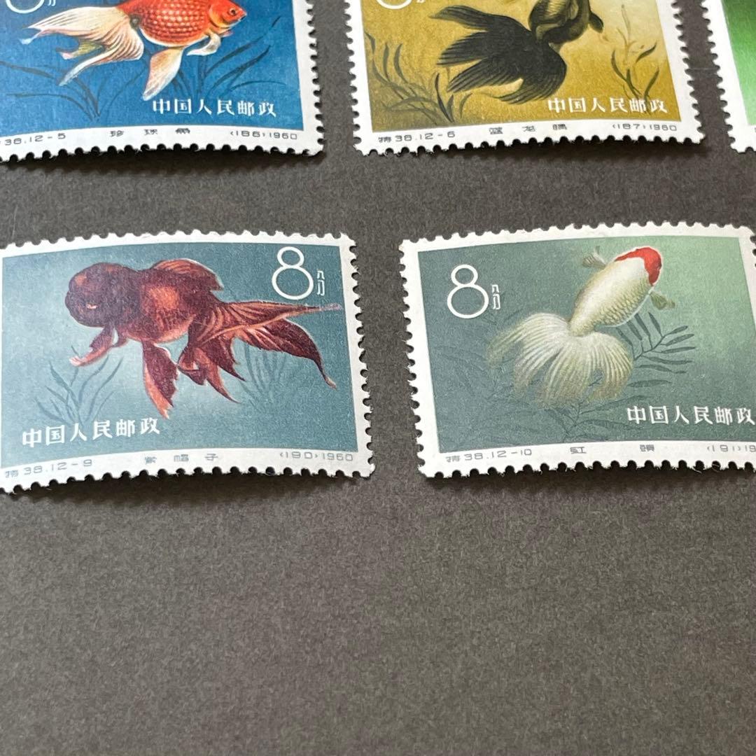 【未使用】中国切手　特38 金魚　12種完