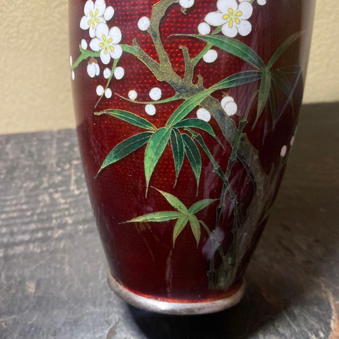 古玩　竹梅図七宝花瓶