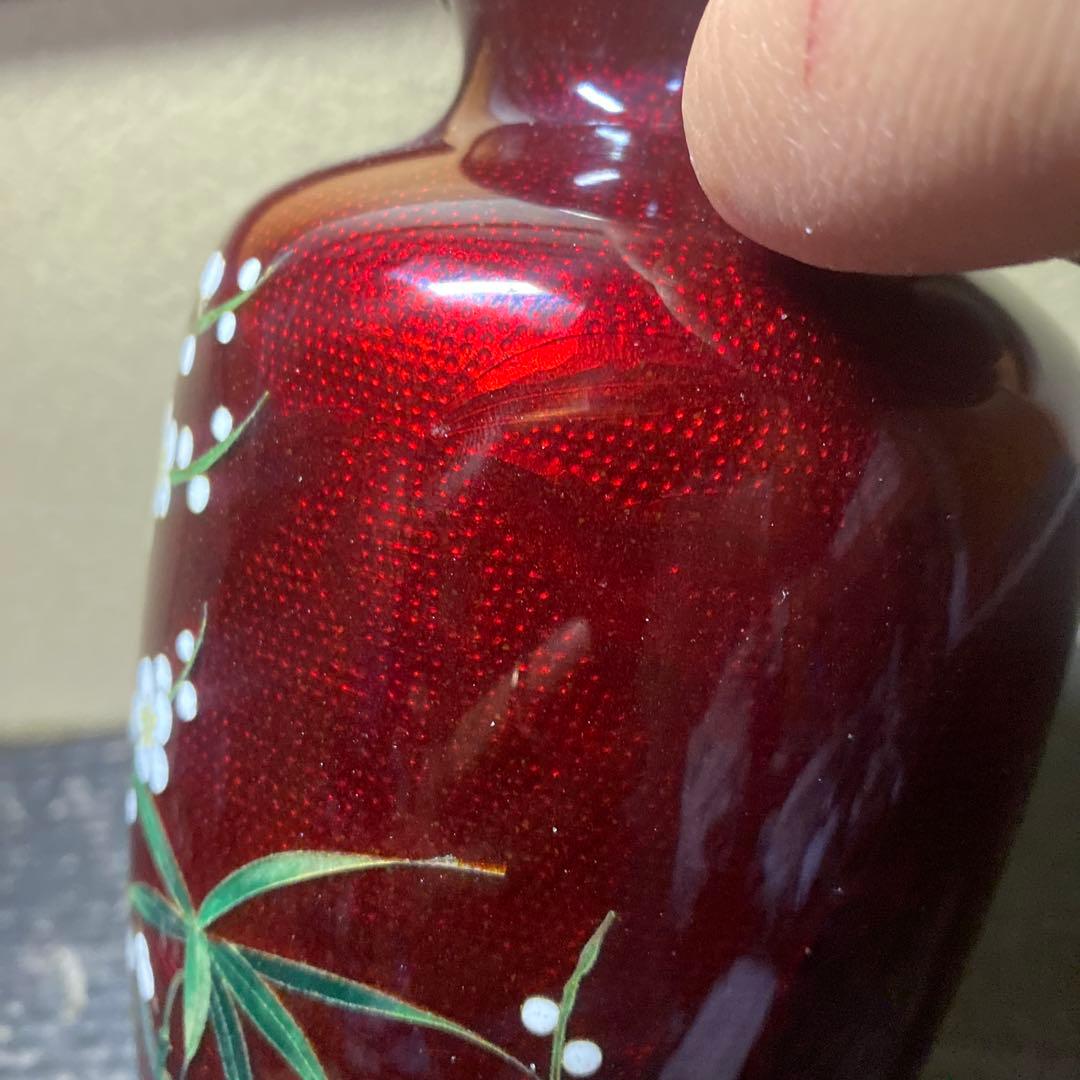 古玩　竹梅図七宝花瓶