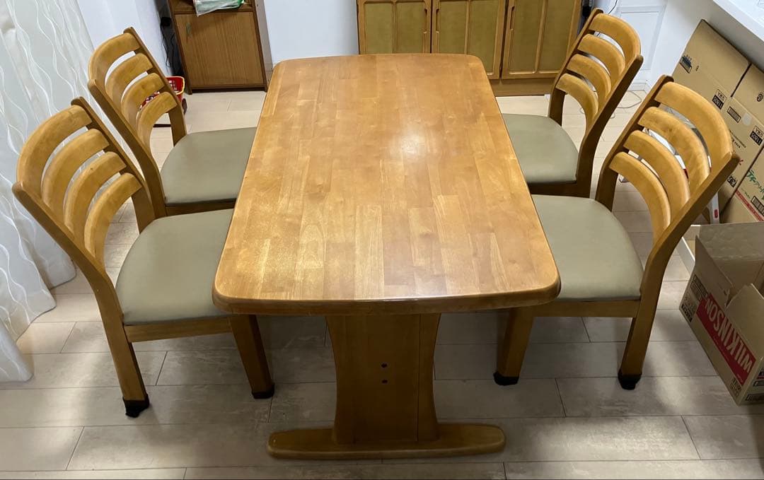 木製ダイニングテーブルセット 椅子4脚付き　直接引取