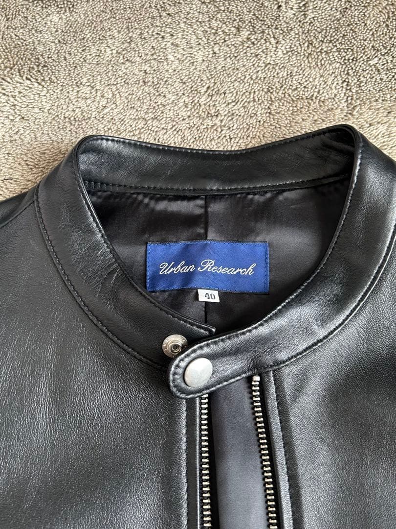 URBAN RESEARCH レザー シングルライダースジャケット ブラック40