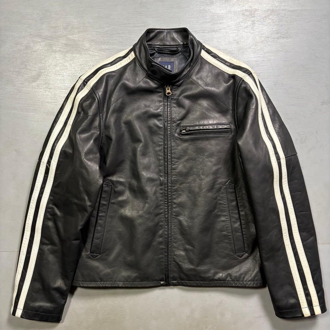 old GAP レザージャケット　本革オールレザー　バイカー　短丈　牛革　S