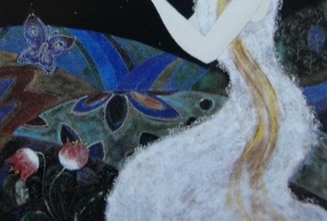 前田麻里、「時の丘で」、希少画集の額装画、四季、風景、人気作品