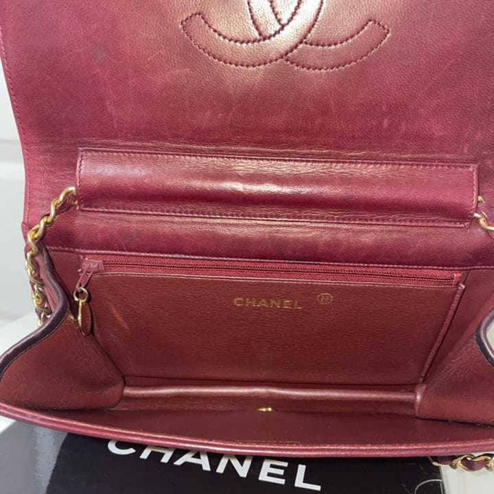 CHANEL シャネル マトラッセ チェーンショルダー ボルドー ゴールド金具