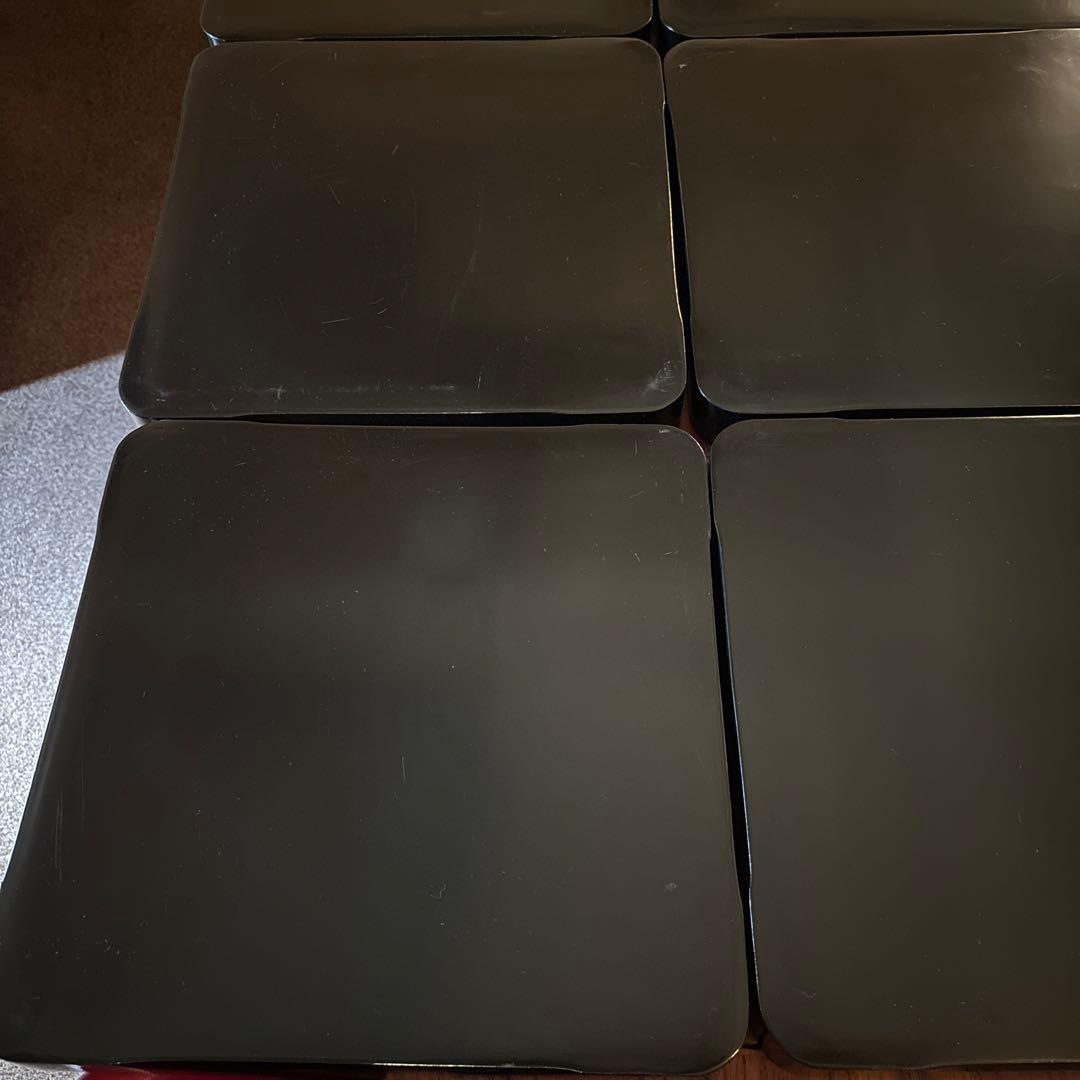 本堅地請合　漆　沈金　お盆×5