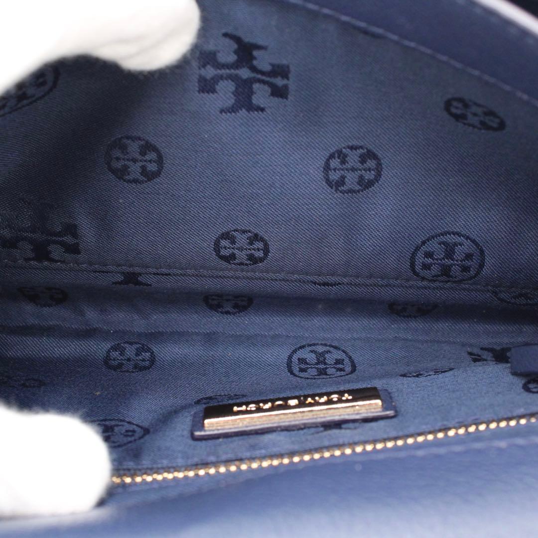 【美品】TORY BURCH レザー ショルダーバッグ クロスボディ ネイビー