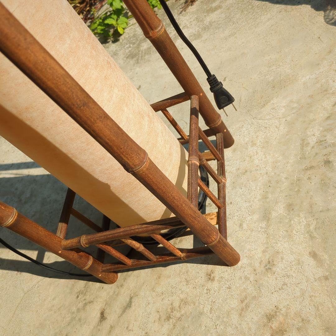 レトロ　照明　竹製円筒形ランプシェード