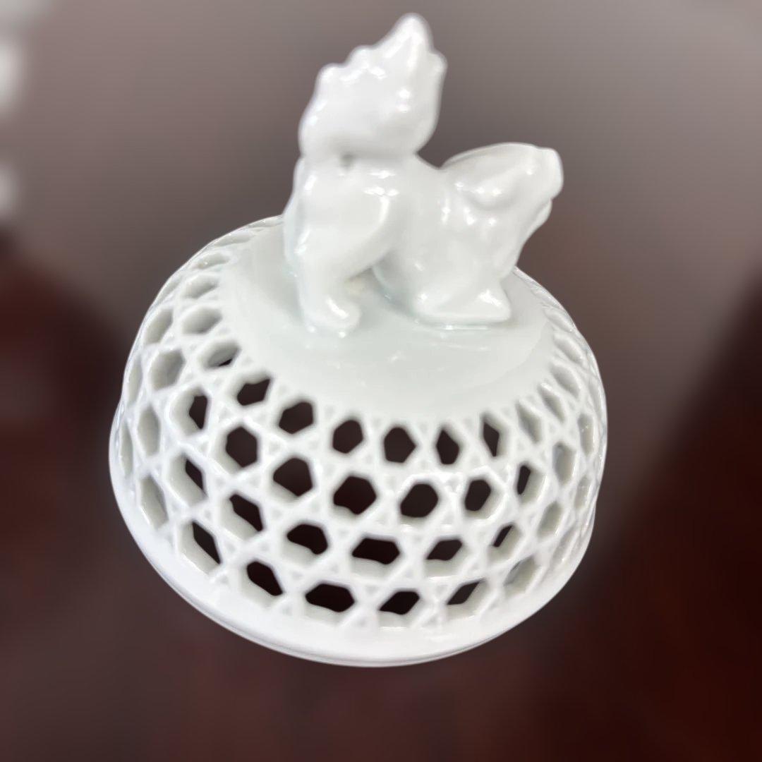 【有田焼】杉原一壷 白磁 香炉 透かし 三つ足香炉