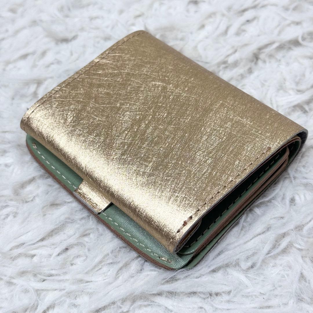 【新品未使用】小さいふ。「コンチャ ミモザゴールド」金 JAPANレザー 日本製