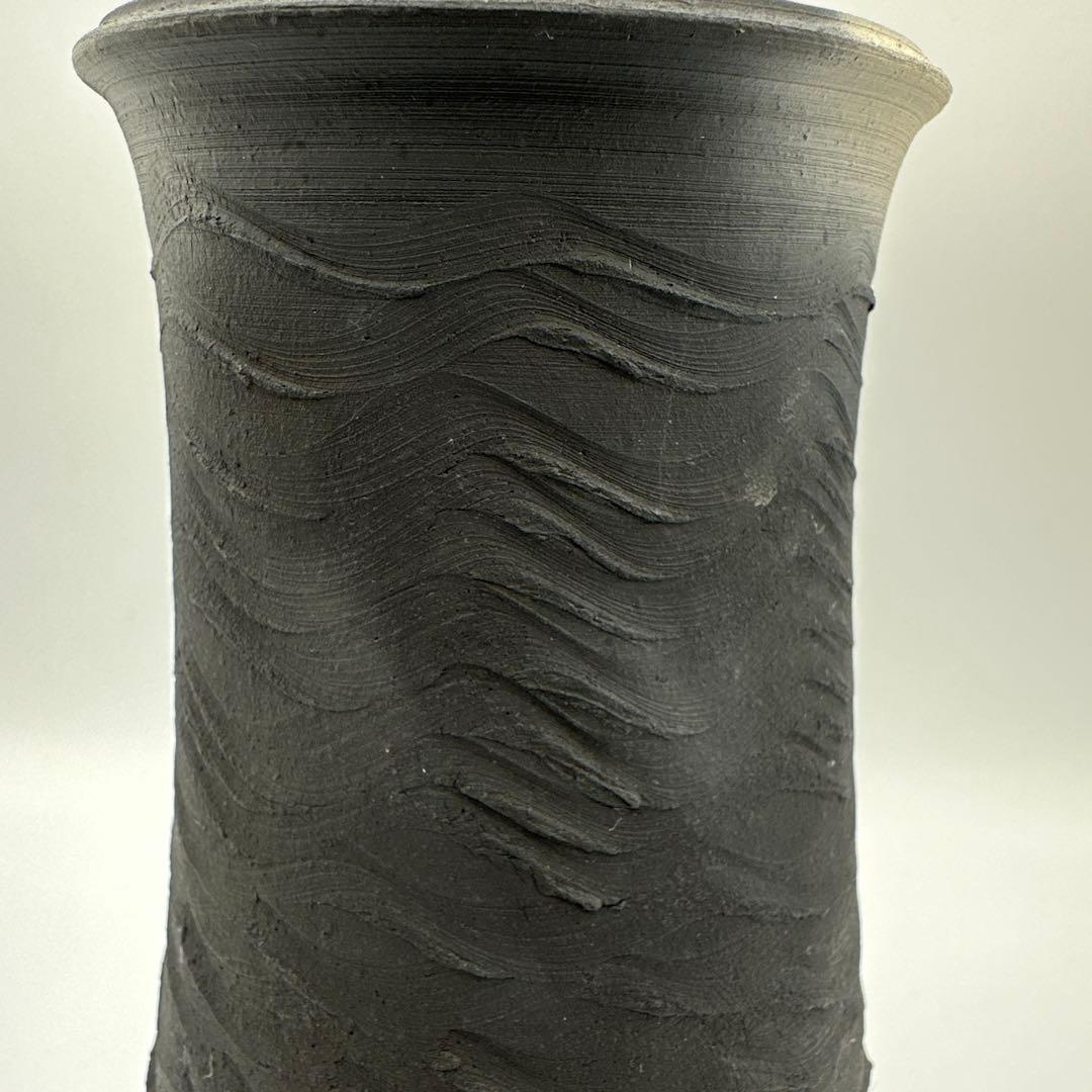 炭彩黒焼締 デイビット・アタマンチャック 花入 YAKISHIME KASE