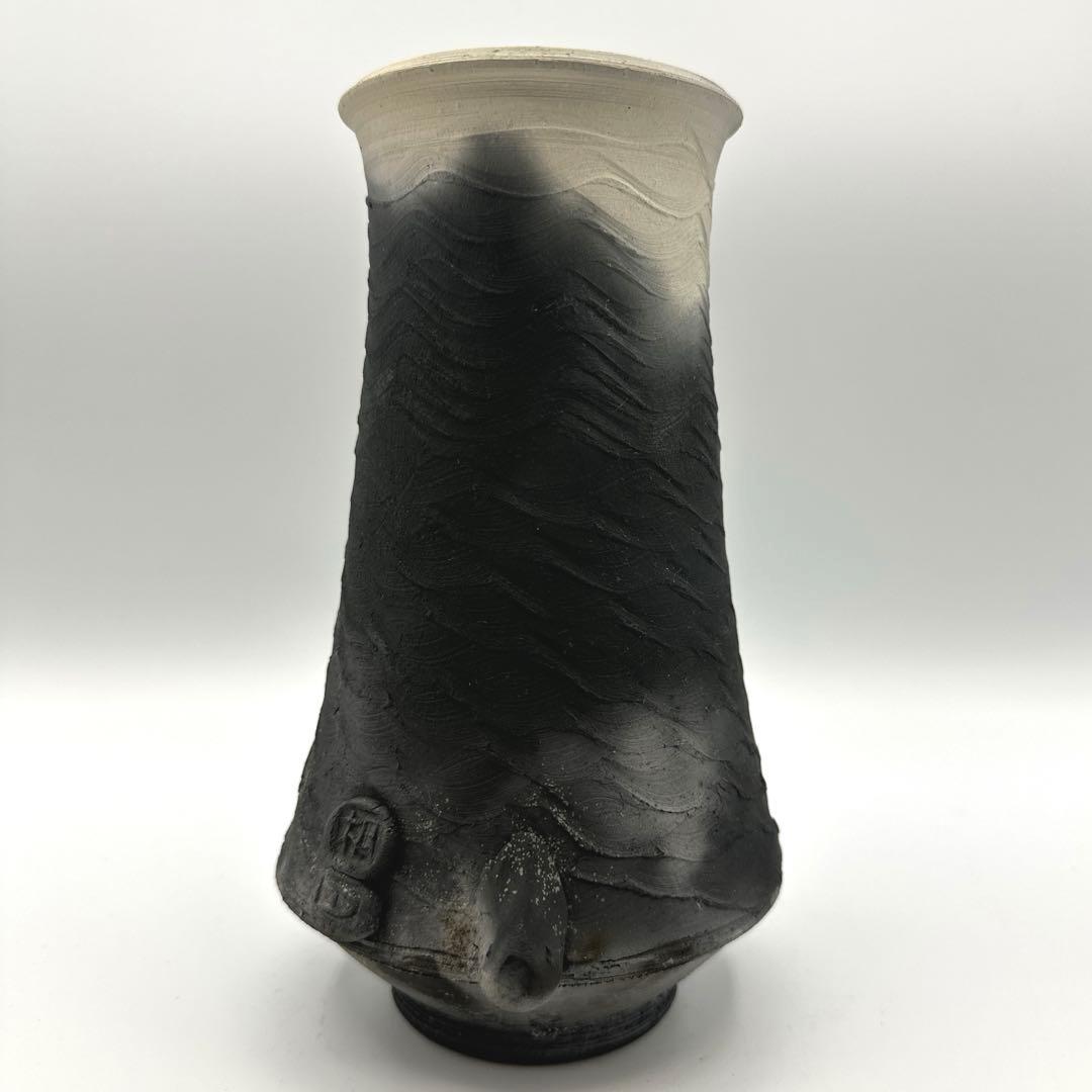 炭彩黒焼締 デイビット・アタマンチャック 花入 YAKISHIME KASE