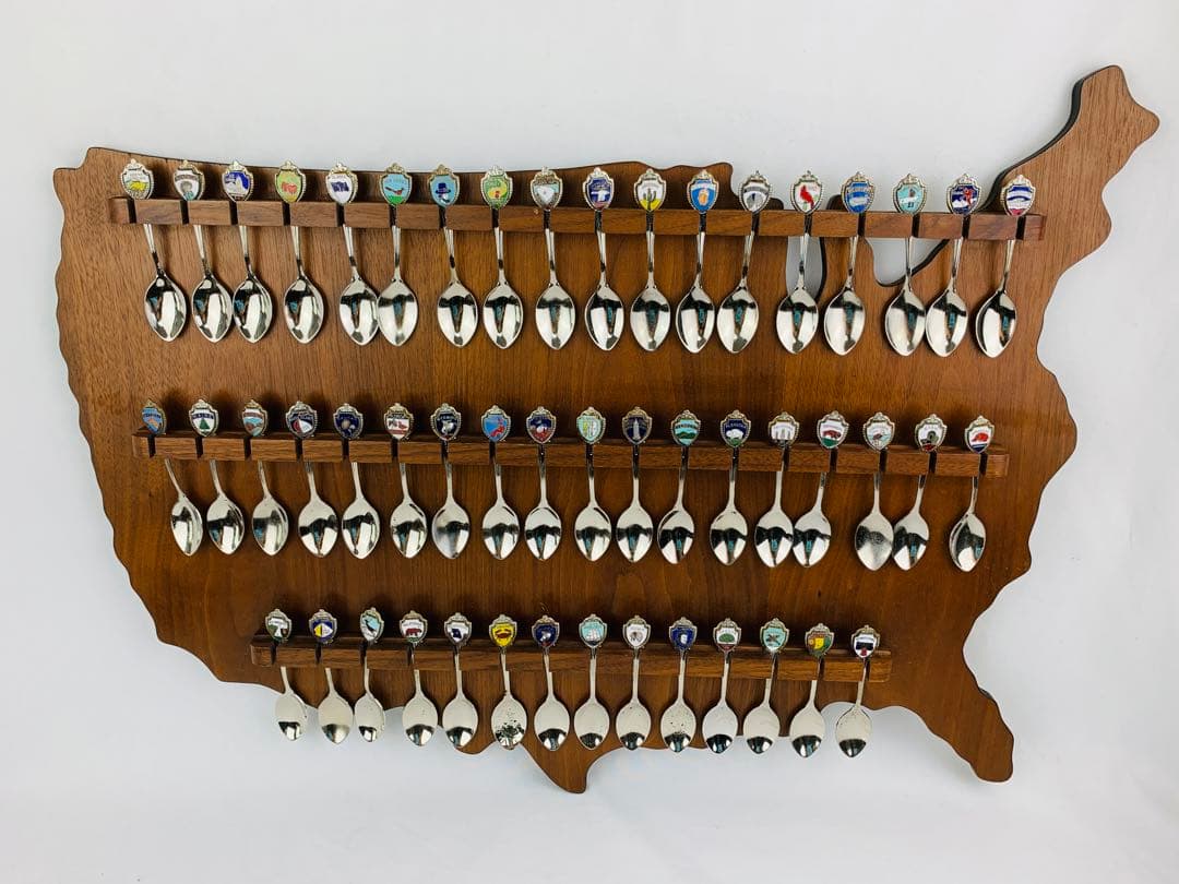 USA型　木製スプーンラック　アメリカ州　スーベニアスプーンラック　セット