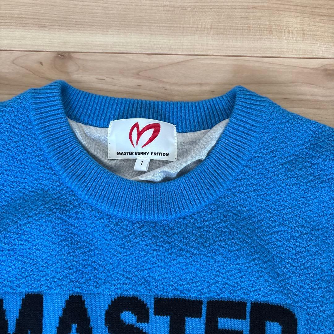 マスターバニー　裏地付き　ロゴ　ニット　セーター　ブルー　青　1サイズ　Ｍ
