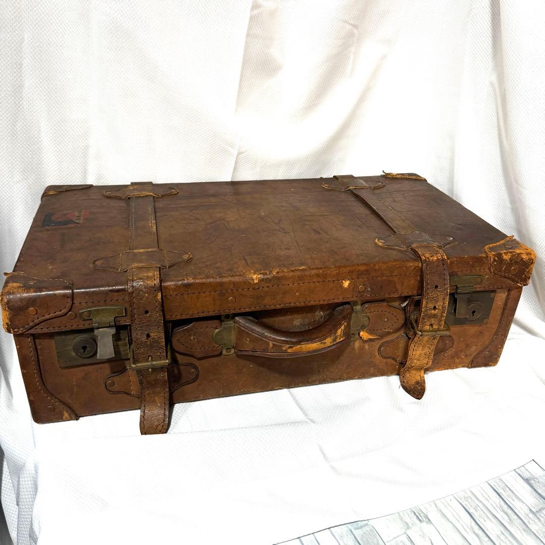 値下済【希少】ヴィンテージ レザートランク アンティーク雑貨 リアルヴィンテージ