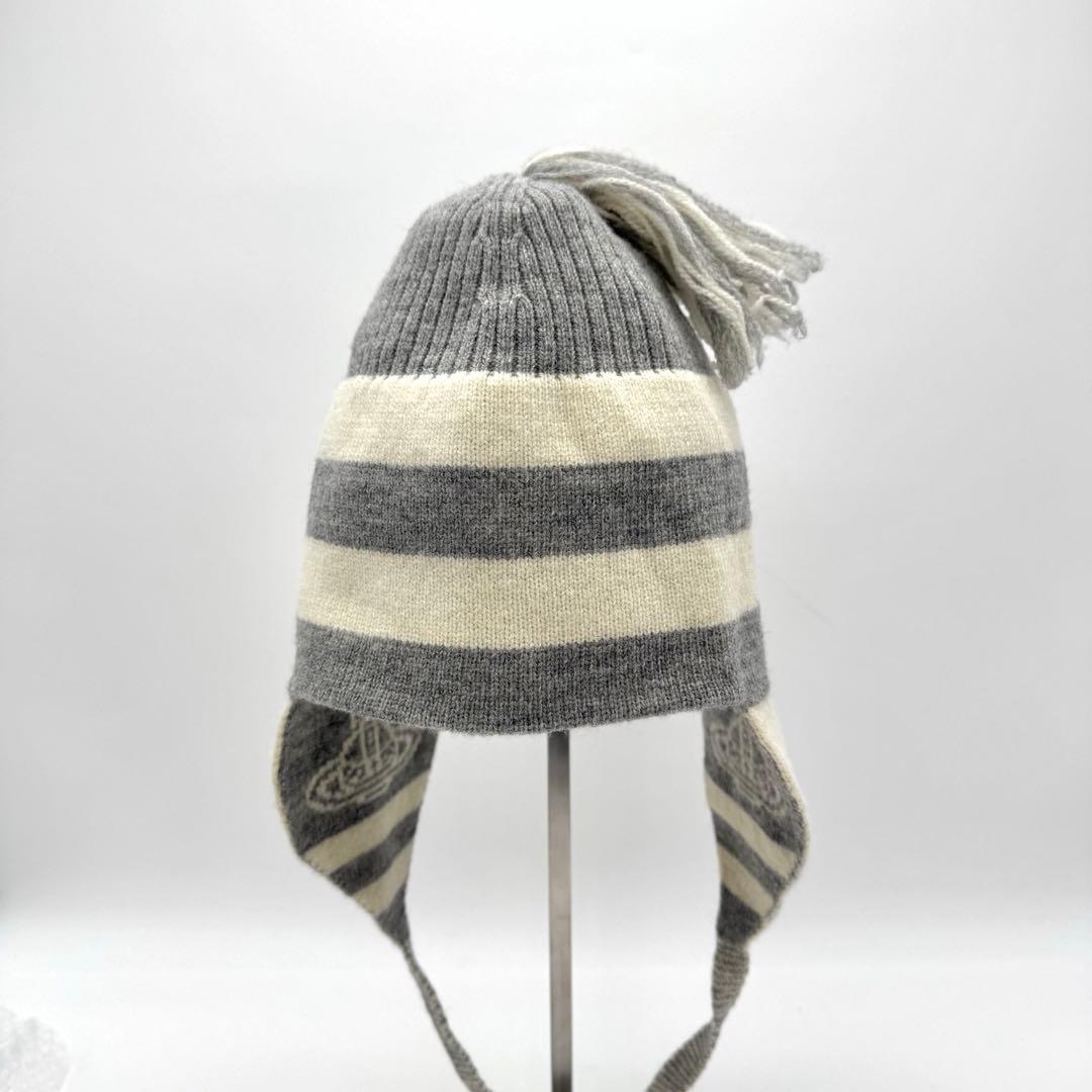 極美品 ヴィヴィアンウエストウッド ストライプ ニット帽 耳あて付き 正規品