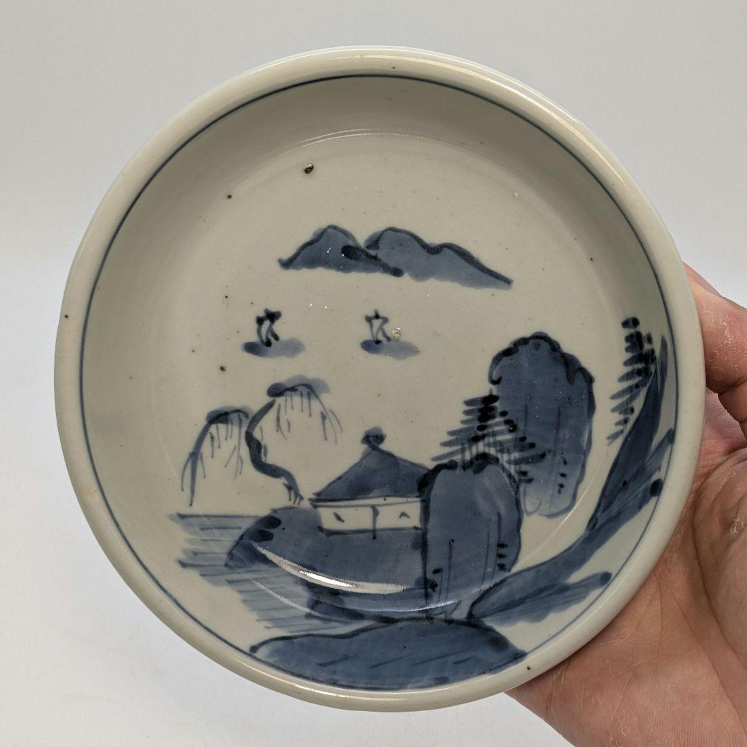江戸末期 古伊万里 くらわんか皿 染付山水図 食器 有田焼 伊万里焼 中鉢 小鉢