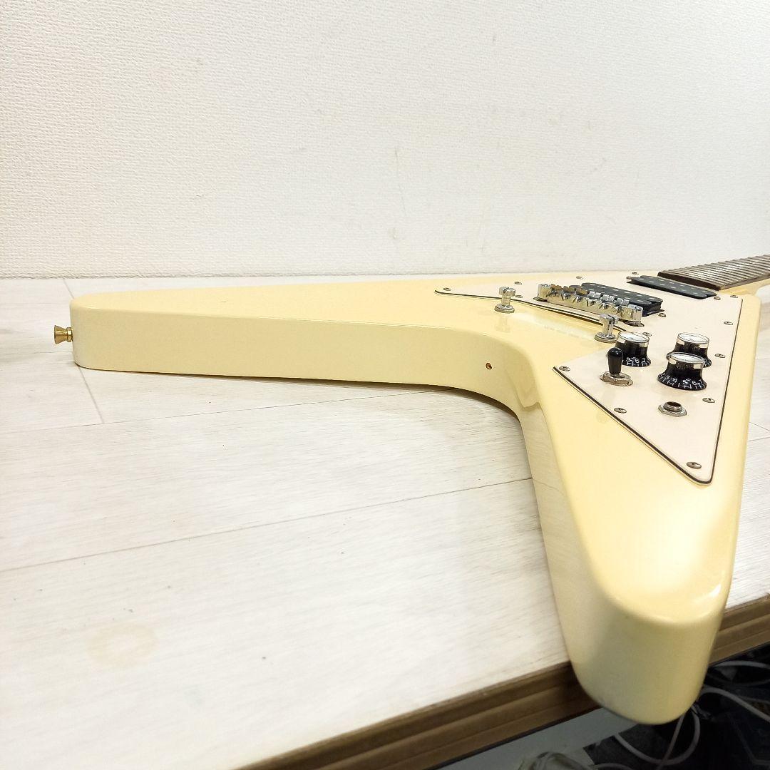 ジャンク メーカー不明 フライングV 変形 エレキギター ビンテージホワイト