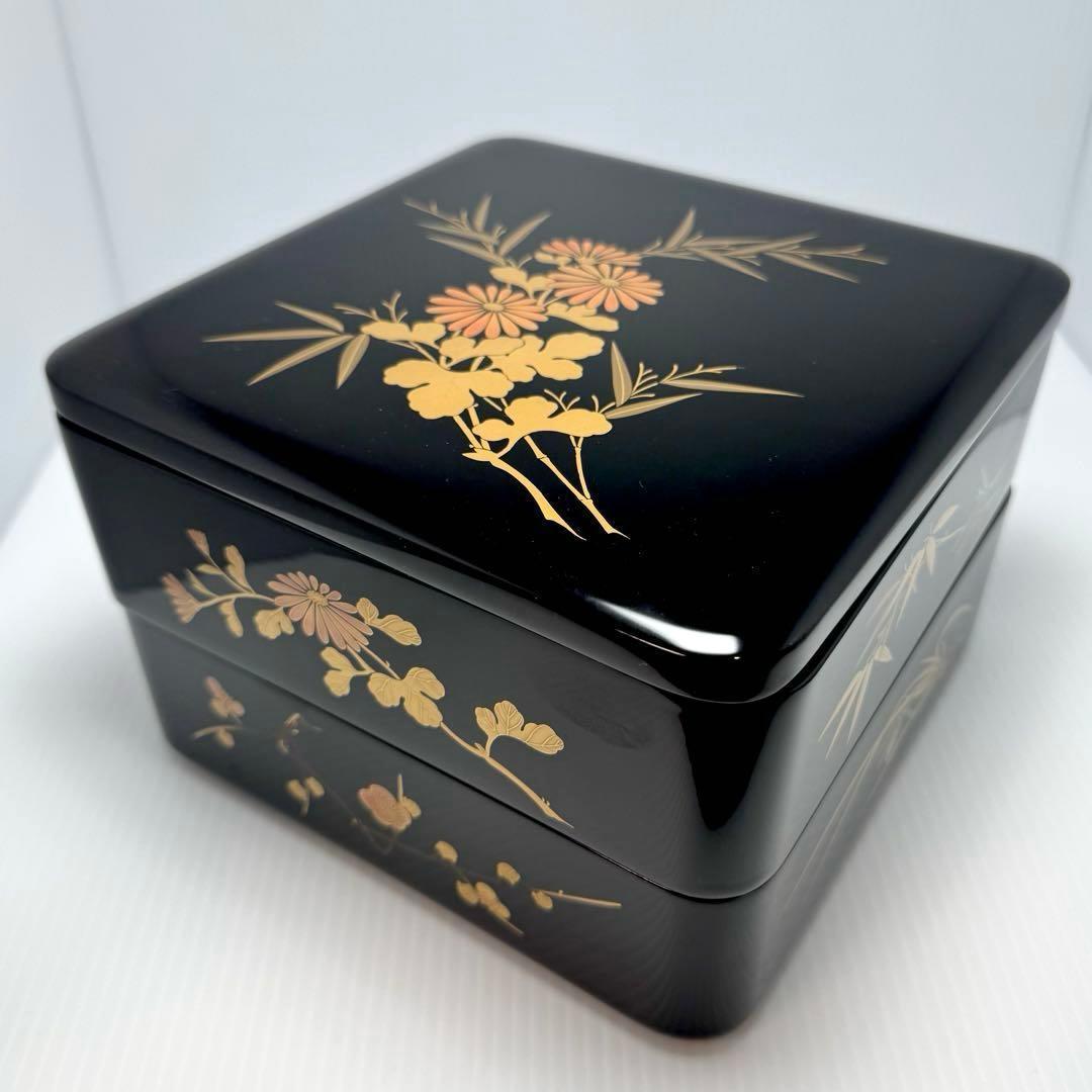 新品 輪島塗 重箱 四段重 二段重 おせち 共箱 漆器 漆 輪島漆器 和柄 花柄