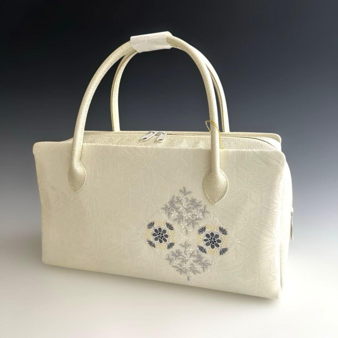 新品未使用 ！！刺繍入り！！京都 西陣 正絹 帯使用 利休バッグ　25123