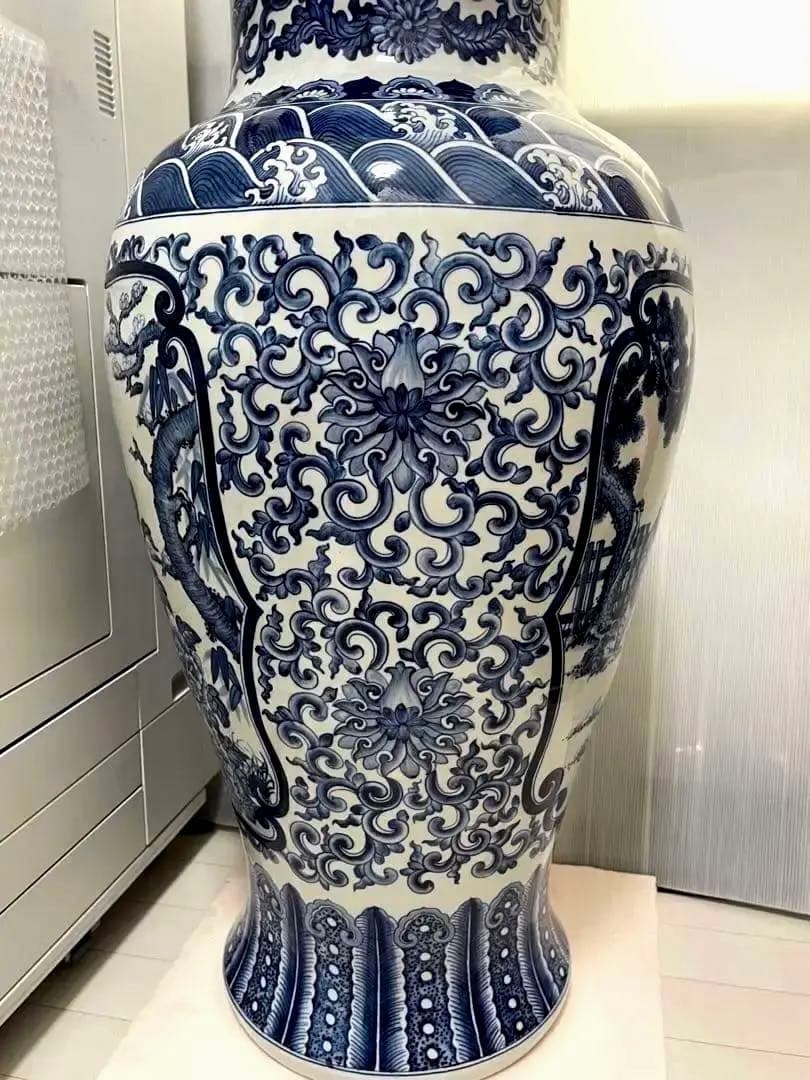 中国 大清康熙年製 青花 大壺　陶芸古美術 瓶。