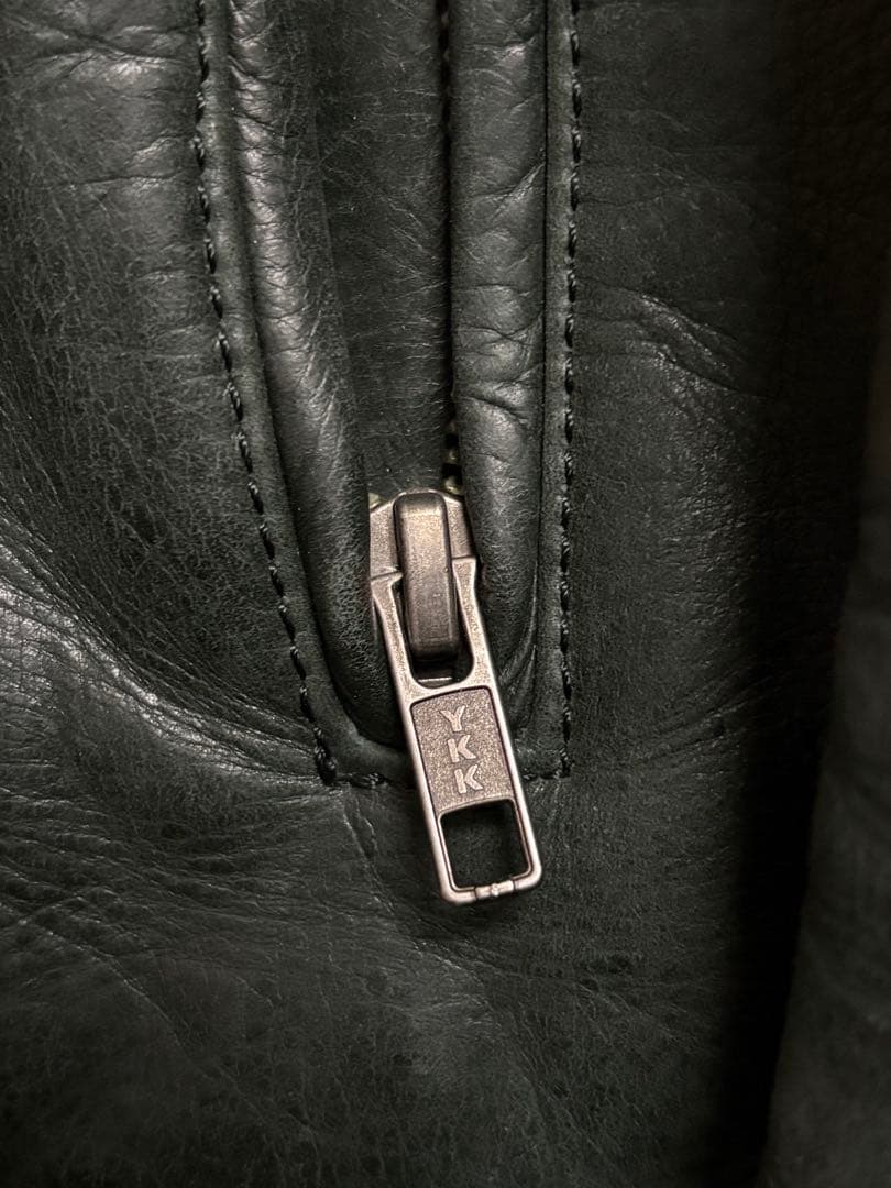 希少カラー 291295=HOMME カウハイド シングルライダース グリーン