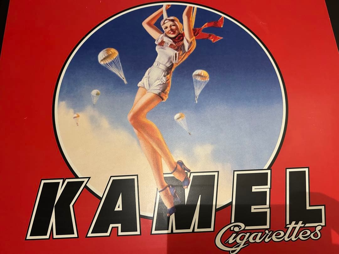 90s キャメル メタルサイン パラシュートガール 看板