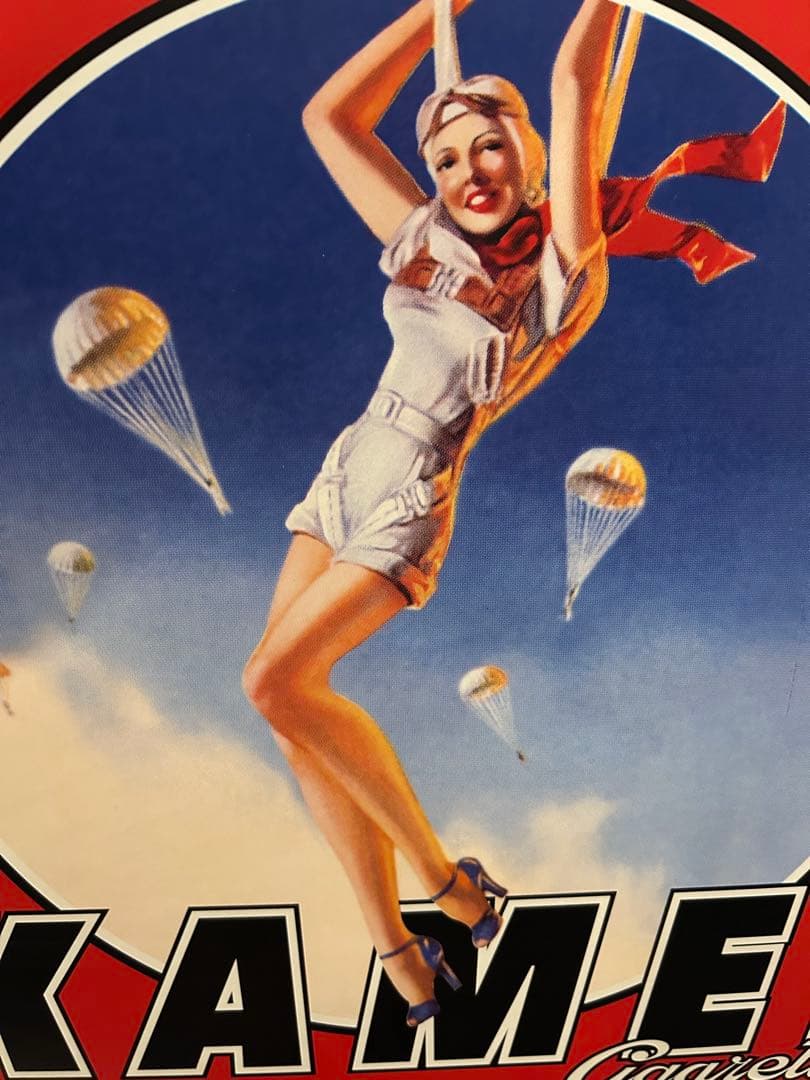 90s キャメル メタルサイン パラシュートガール 看板