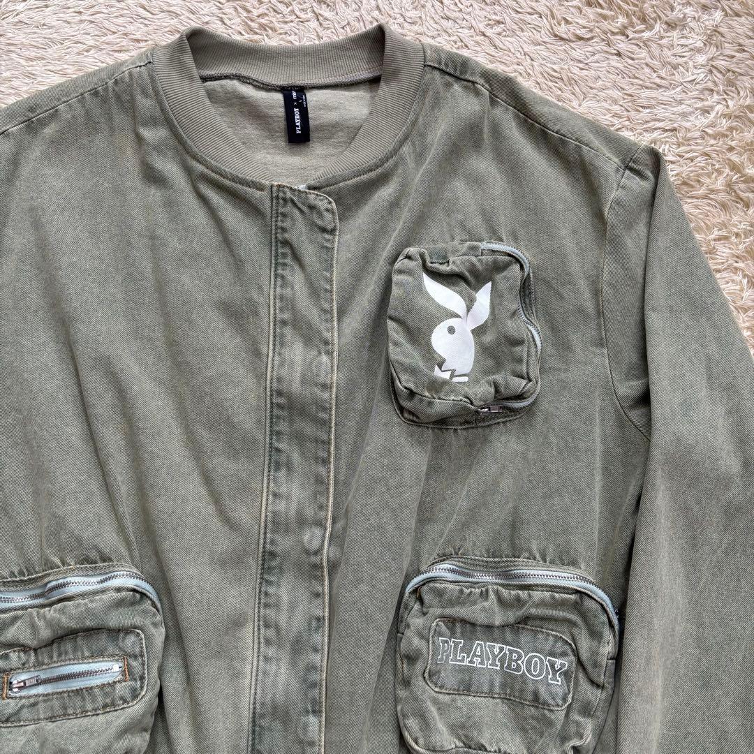 Missguided x Playboy セージ　ヴィンテージロゴ　ジャケット