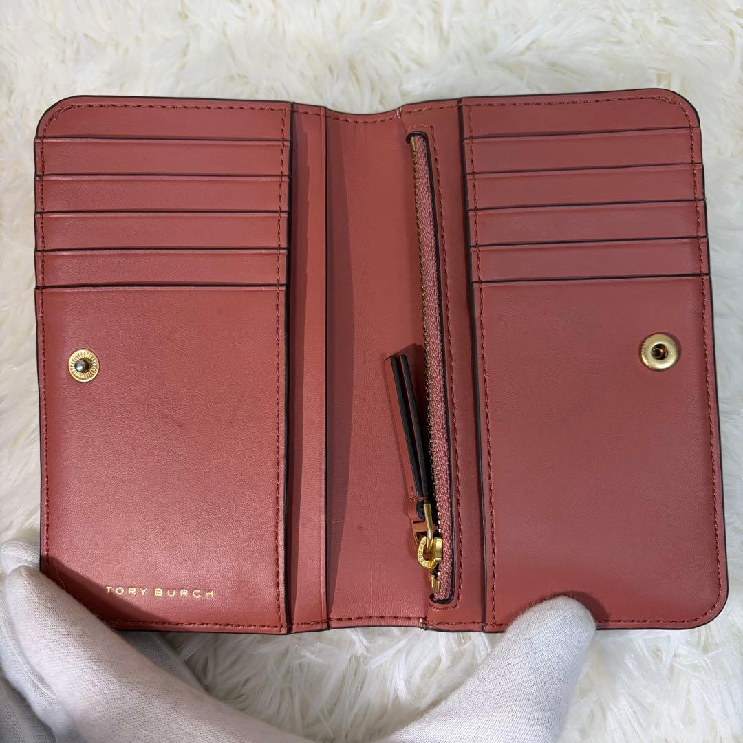 【✨美品✨】トリーバーチ キルティング フラップ 二つ折り財布 ピンク