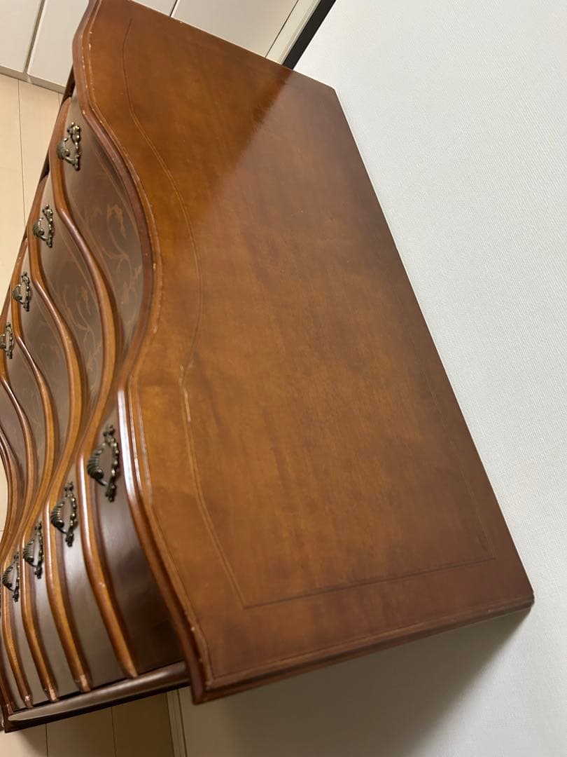 ソ*ト様 インレイ 5段 チェスト 猫脚 ドロワー 棚 アンティーク風