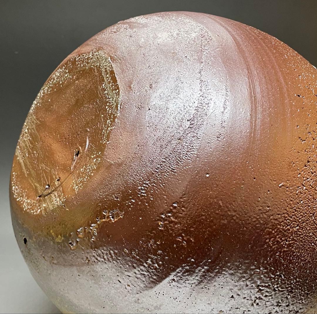 吉本正　備前花器　大作 　32cm 　共箱(四方桟盛蓋) 　共布　栞　LY2