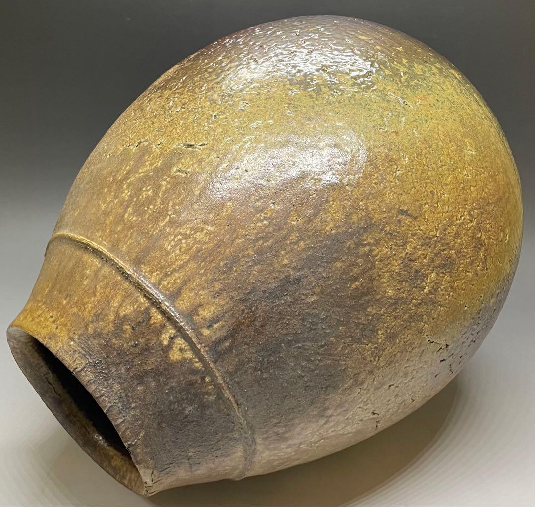 吉本正　備前花器　大作 　32cm 　共箱(四方桟盛蓋) 　共布　栞　LY2