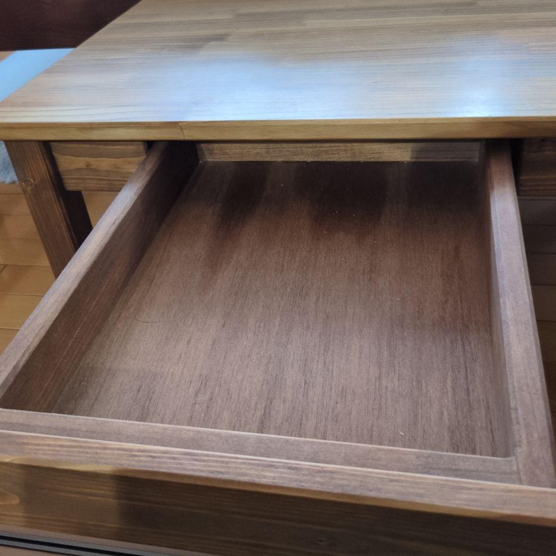 木製テーブル 2引き出し付き