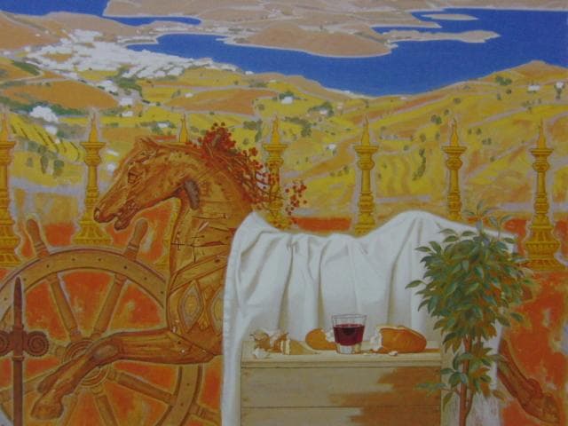 伊牟田經正、【パトモス】、希少な額装用画集より、新品額装付