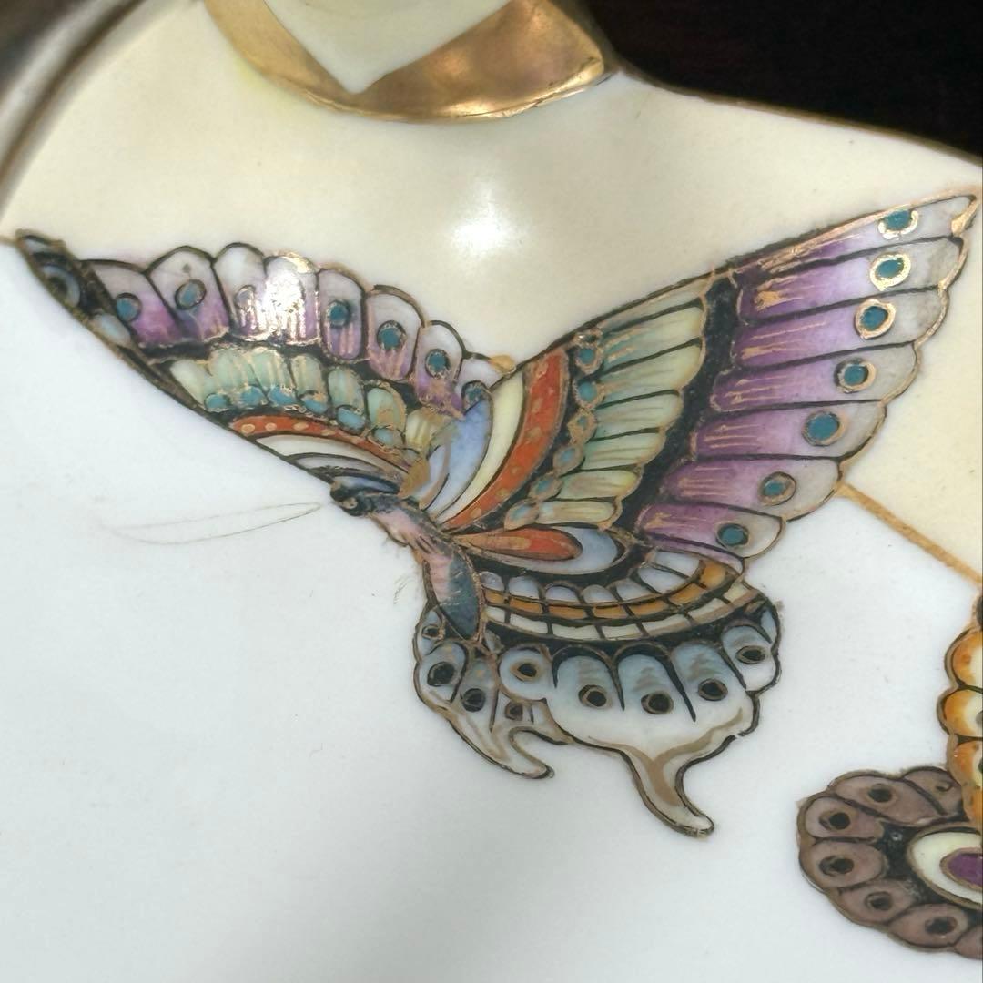 【100年モノ】オールドノリタケ センターハンドル皿 蝶文 M-NIPPON印