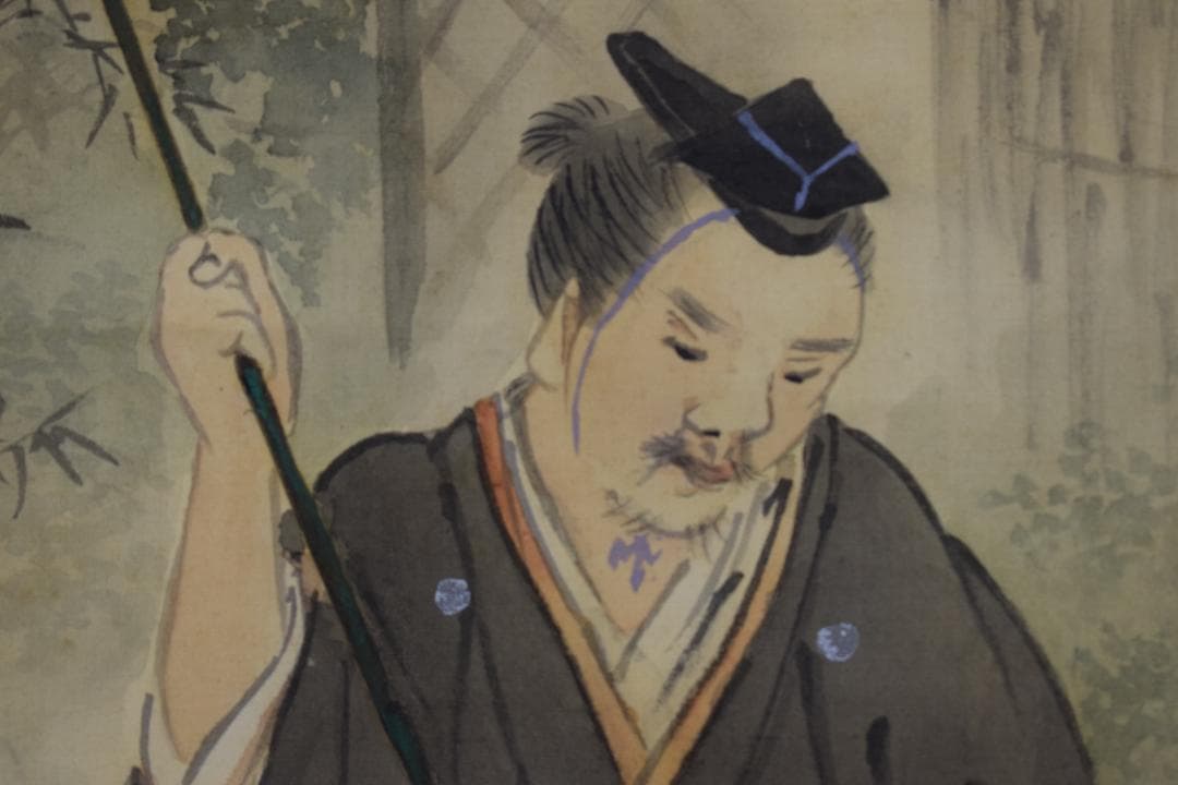 【真作】里見雲嶺/若水之図/人物図/汲水行事/掛軸☆宝船☆Y-475　JM