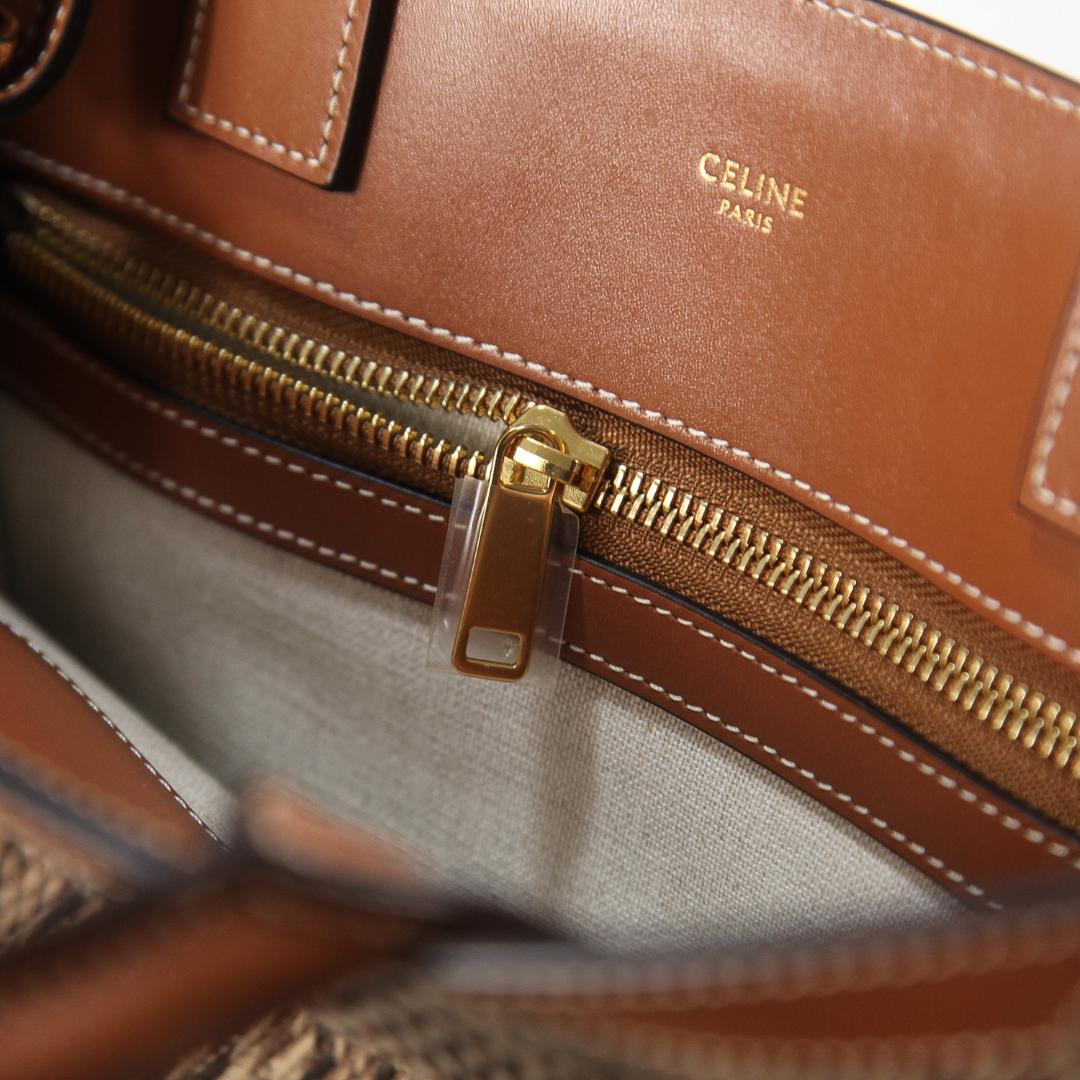 極美品 CELINE スモール バーティカル カバ / チェック ツイード ロゴ