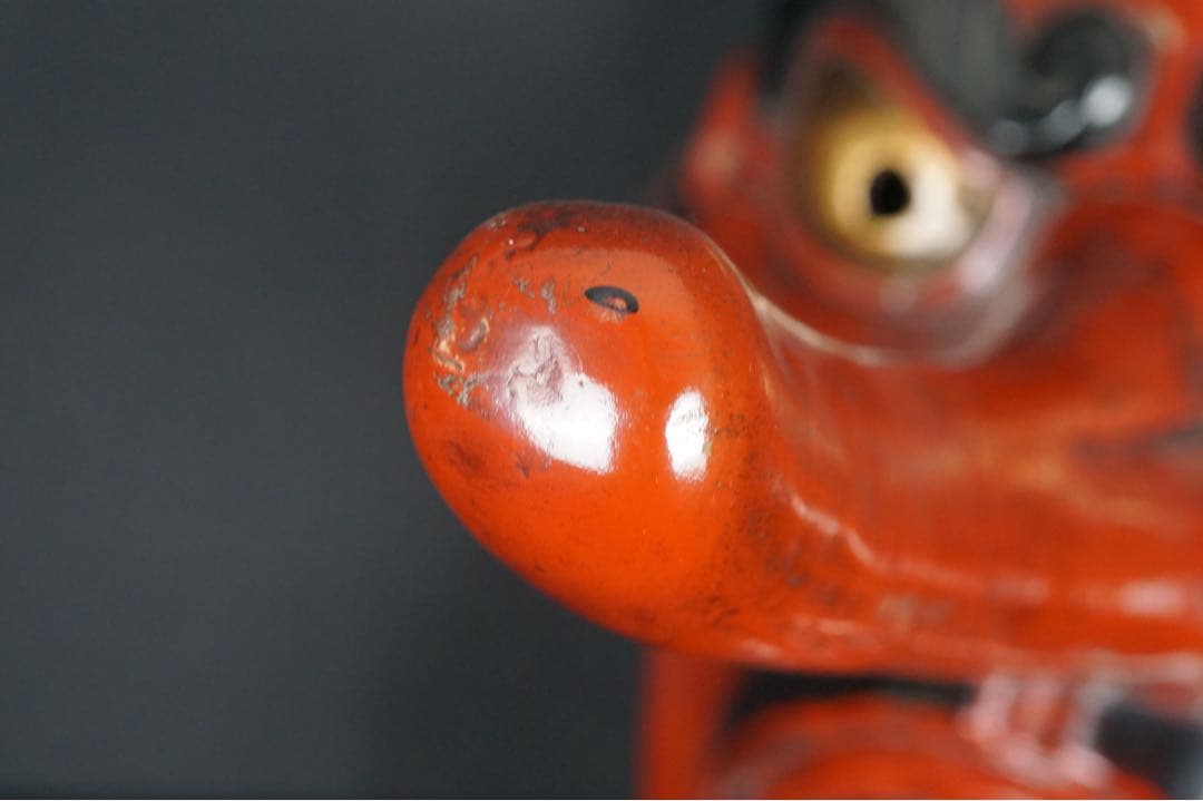 天狗面 木彫一刀彫 時代物 壁掛け 漆塗 縁起物 天狗