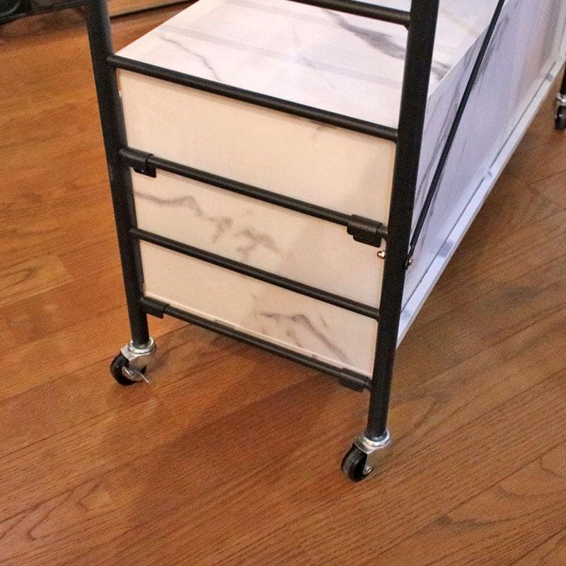 大理石柄 引出し付シェルフ マーブルホワイト 収納 飾り棚 399-2727