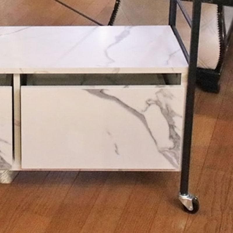 大理石柄 引出し付シェルフ マーブルホワイト 収納 飾り棚 399-2727